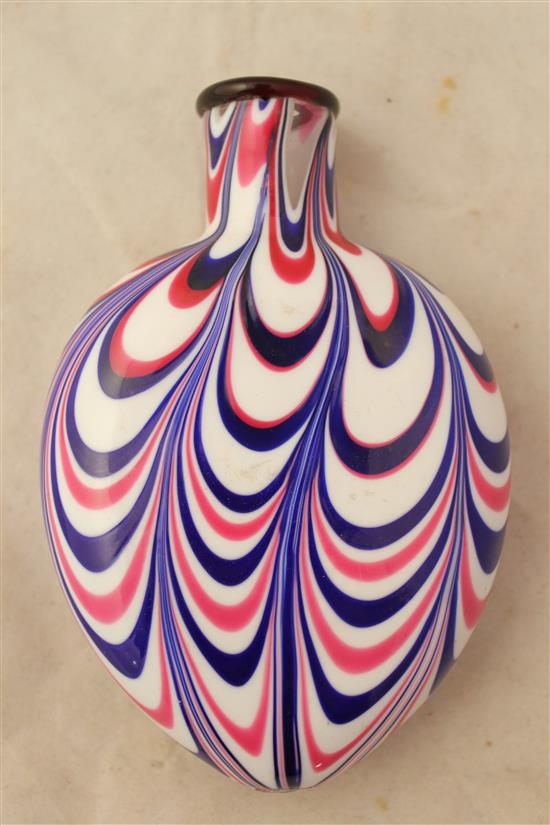 Nailsea type three colour glass flask, first half 19th century